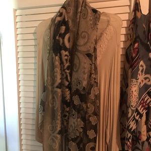 Black and Tan floral silk scarf and tunic